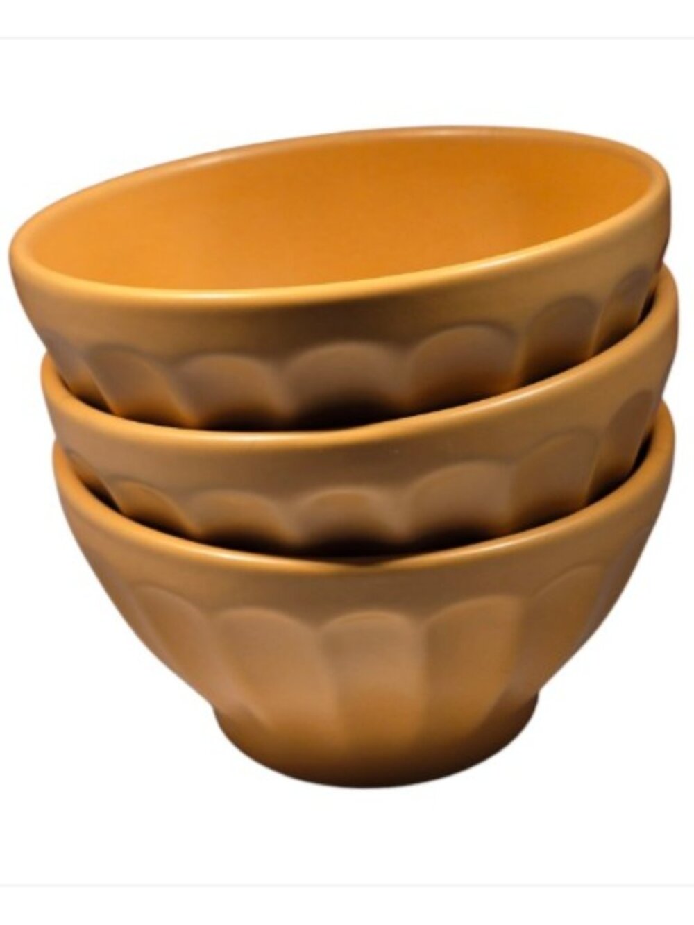 Gather by Anthropologie Latte Nut / Soup / Snack / Cereal Bowls Set of 3 Yellow